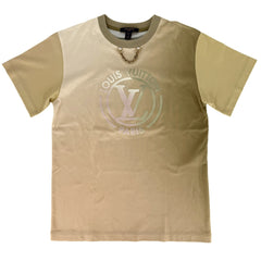 LOUIS VUITTON ルイヴィトン 半袖Ｔシャツ LVサークル グラディエント トップス アパレル 服 XS ベージュ カーキ 春 夏 コットン メンズ【中古品】