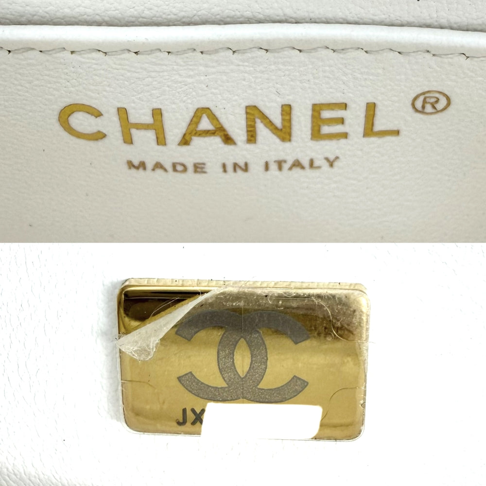 CHANEL シャネル ショルダーバッグ ミニフラップバッグ チェーンショルダー ターンロック ハート ココマーク キャビアスキン ホワイト 白 ゴールド金具 レディース【中古品】
