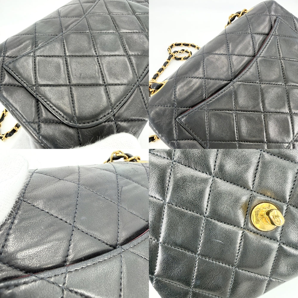 CHANEL シャネル ショルダーバッグ ミニマトラッセ チェーン ターンロック Mini Matelasse ココマーク ラムスキン ブラック 黒 ゴールド金具 レディース【中古品】