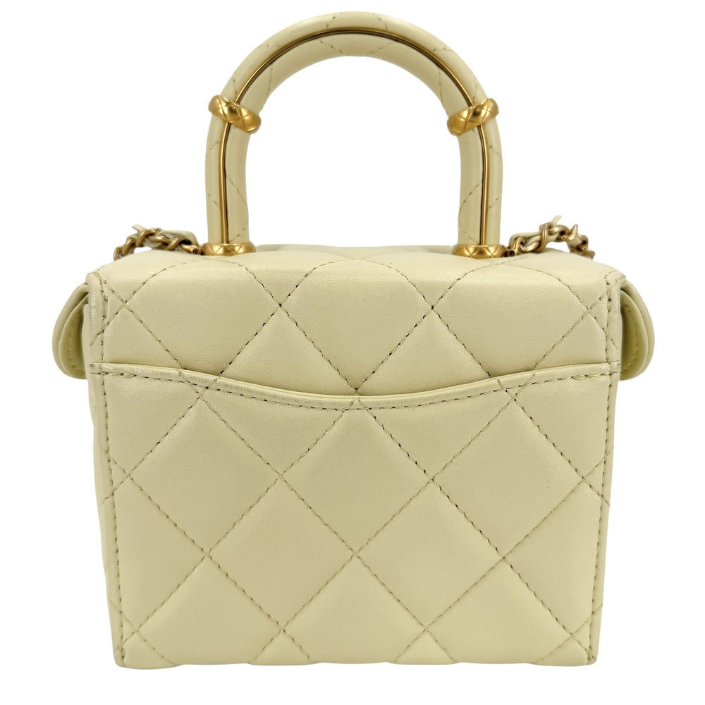CHANEL シャネル 2WAY マトラッセ バニティ ハンドバッグ ショルダーバッグ ココマーク ラムスキン イエロー ゴールド金具 レディース【中古品】