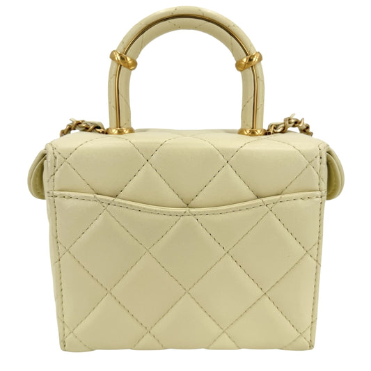 CHANEL シャネル 2WAY マトラッセ バニティ ハンドバッグ ショルダーバッグ ココマーク ラムスキン イエロー ゴールド金具 レディース【中古品】