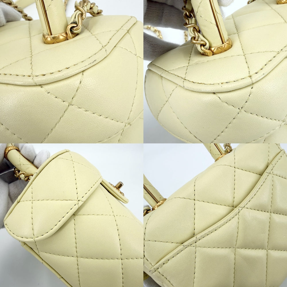 CHANEL シャネル 2WAY マトラッセ バニティ ハンドバッグ ショルダーバッグ ココマーク ラムスキン イエロー ゴールド金具 レディース【中古品】