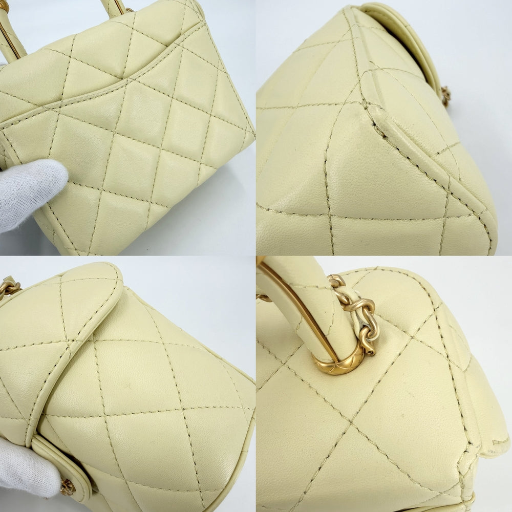 CHANEL シャネル 2WAY マトラッセ バニティ ハンドバッグ ショルダーバッグ ココマーク ラムスキン イエロー ゴールド金具 レディース【中古品】
