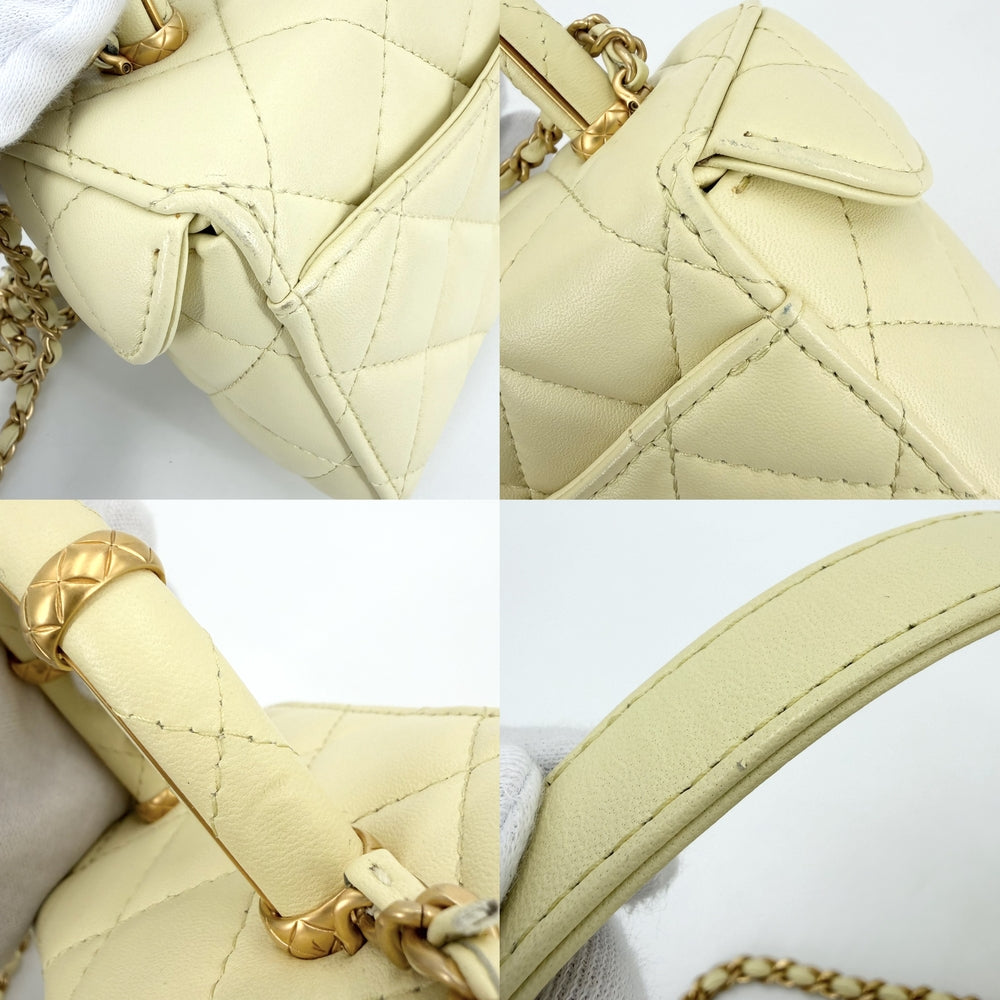 CHANEL シャネル 2WAY マトラッセ バニティ ハンドバッグ ショルダーバッグ ココマーク ラムスキン イエロー ゴールド金具 レディース【中古品】