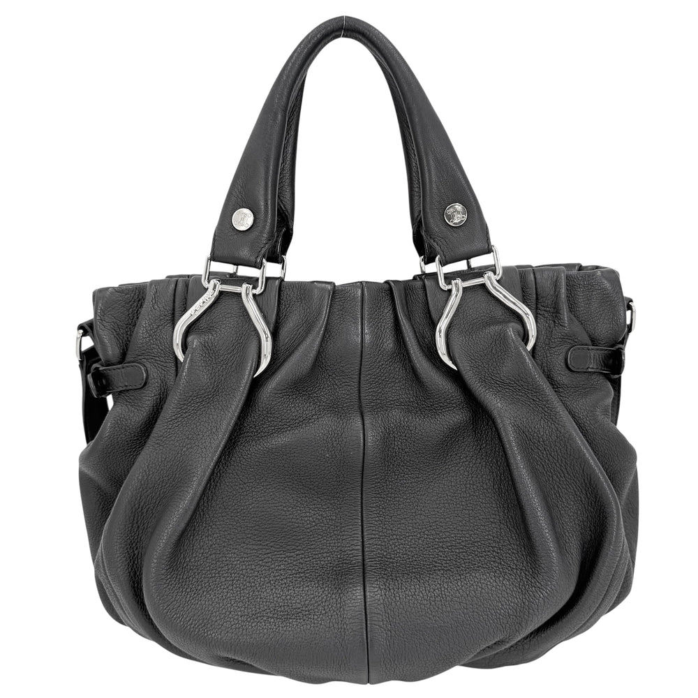 CELINE セリーヌ 2WAY ピローハンドバッグ ショルダーバッグ レザー ブラック 黒 シルバー金具 レディース【中古品】