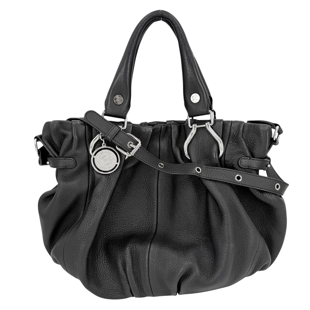 CELINE セリーヌ 2WAY ピローハンドバッグ ショルダーバッグ レザー ブラック 黒 シルバー金具 レディース【中古品】