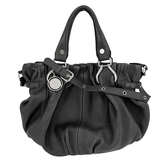 CELINE セリーヌ 2WAY ピローハンドバッグ ショルダーバッグ レザー ブラック 黒 シルバー金具 レディース【中古品】
