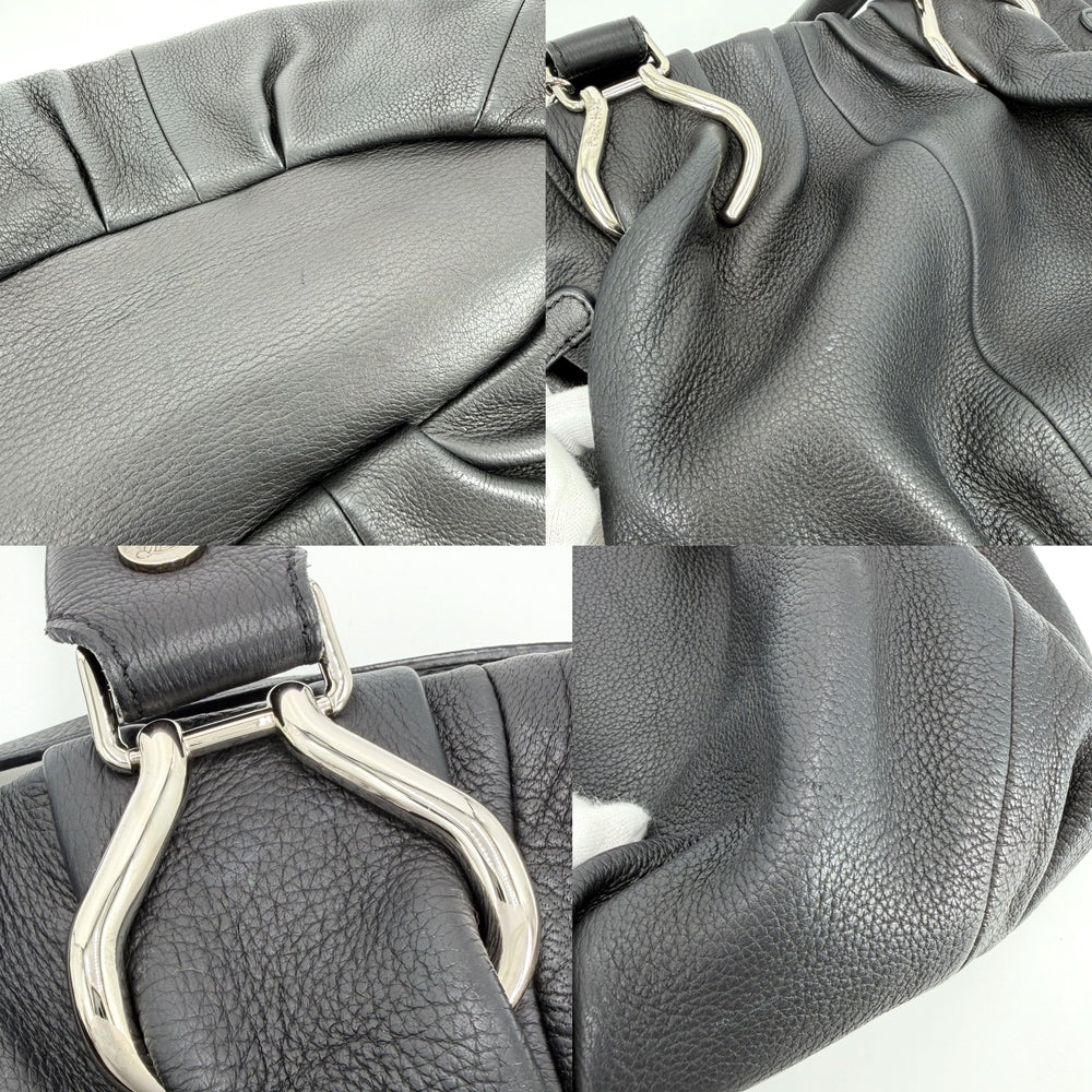 CELINE セリーヌ 2WAY ピローハンドバッグ ショルダーバッグ レザー ブラック 黒 シルバー金具 レディース【中古品】