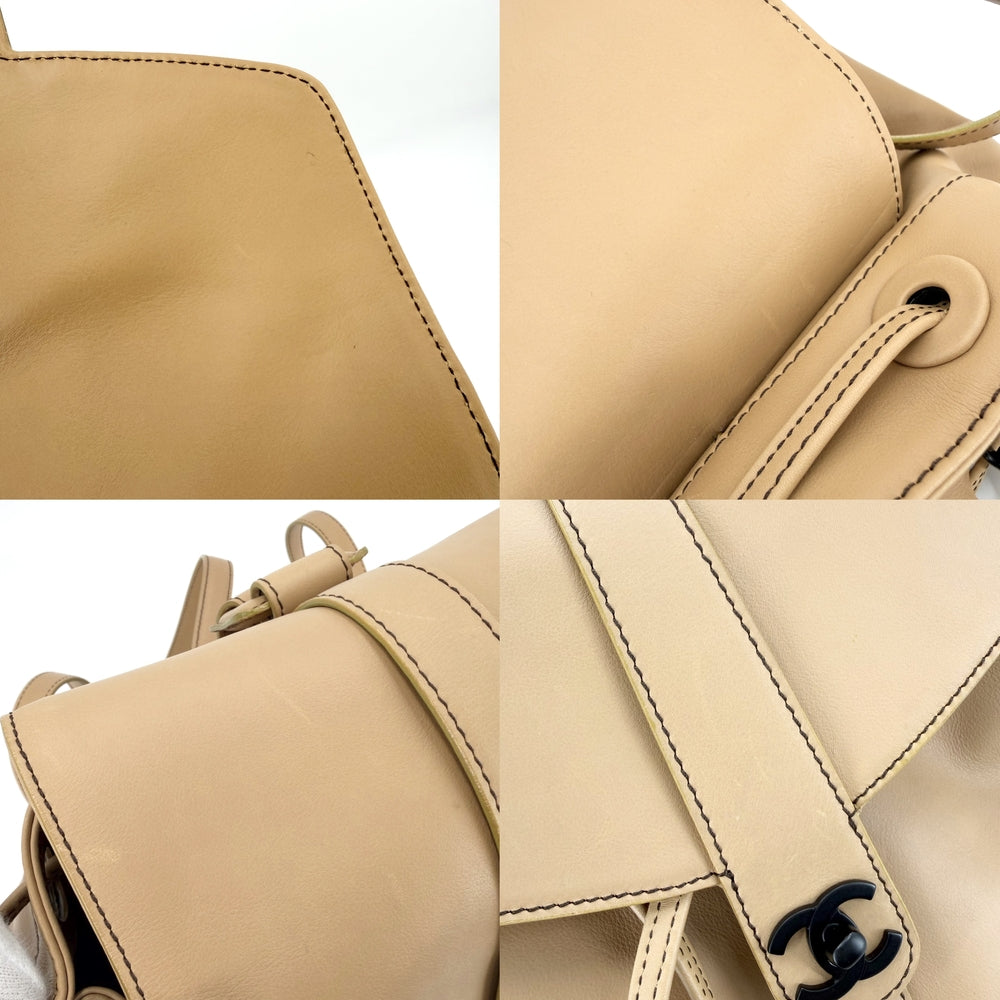 CHANEL シャネル リュック ココマーク バックパック レザー ブラウン 茶 ブラック金具 レディース【中古品】