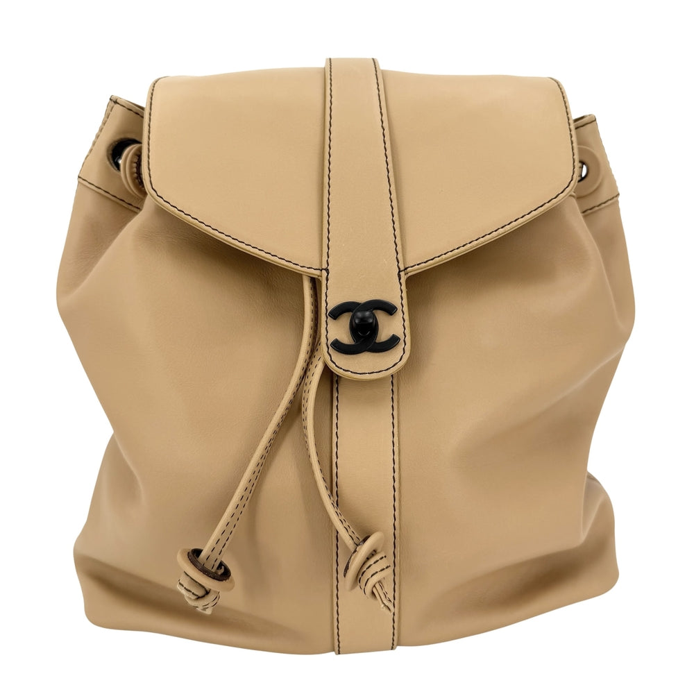 CHANEL シャネル リュック ココマーク バックパック レザー ブラウン 茶 ブラック金具 レディース【中古品】