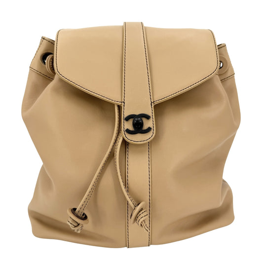 CHANEL シャネル リュック ココマーク バックパック レザー ブラウン 茶 ブラック金具 レディース【中古品】