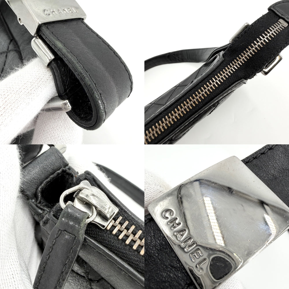 CHANEL シャネル ショルダーバッグ ココマーク キルティング レザー ブラック 黒 シルバー金具 レディース【中古品】