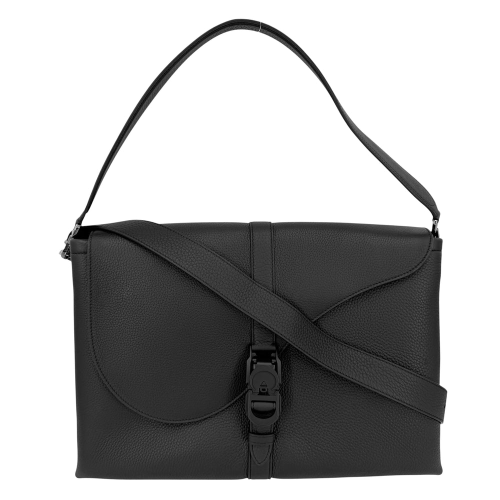 Christian Dior クリスチャンディオール ショルダーバッグ ピロー サドルフラップ レザー ブラック 黒 シルバー金具 メンズ【中古品】