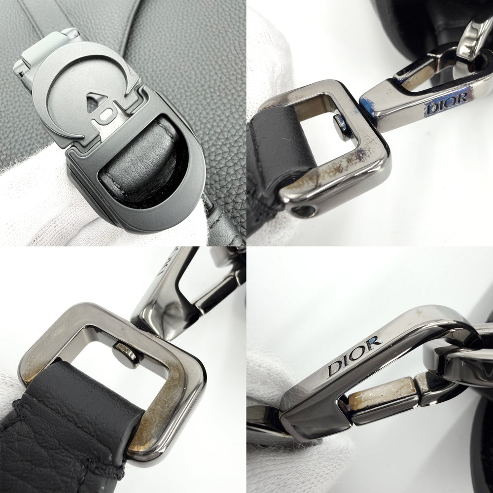 Christian Dior クリスチャンディオール ショルダーバッグ ピロー サドルフラップ レザー ブラック 黒 シルバー金具 メンズ【中古品】