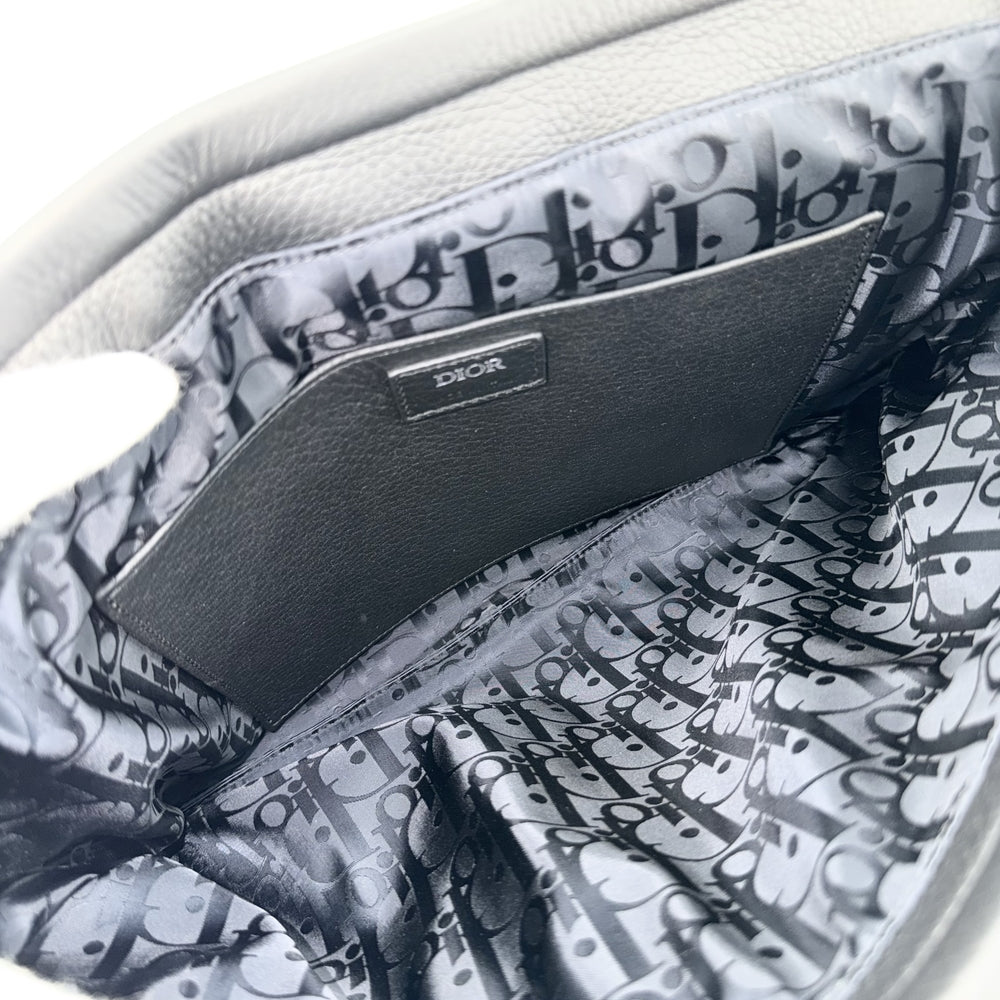 Christian Dior クリスチャンディオール ショルダーバッグ ピロー サドルフラップ レザー ブラック 黒 シルバー金具 メンズ【中古品】