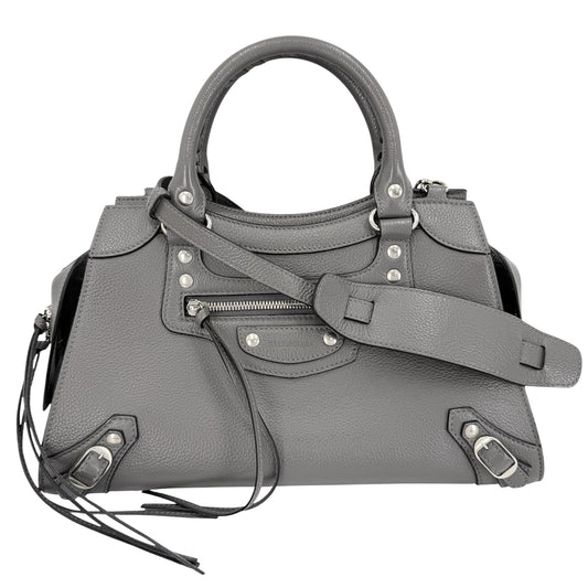BALENCIAGA バレンシアガ 2WAY ネオクラシックシティ スモール ハンドバッグ ショルダーバッグ 638521 レザー グレー シルバー金具 レディース【中古品】
