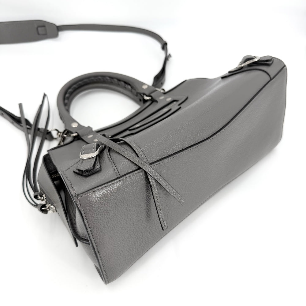 BALENCIAGA バレンシアガ 2WAY ネオクラシックシティ スモール ハンドバッグ ショルダーバッグ 638521 レザー グレー シルバー金具 レディース【中古品】