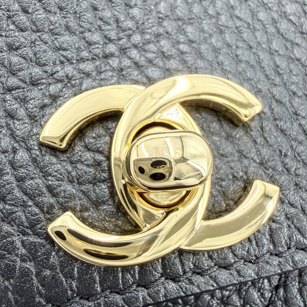 CHANEL シャネル トートバッグ スモール ショッピングバッグ ココマーク 26SS グレインド カーフスキン ブラック 黒 ゴールド金具 レディース【中古品】