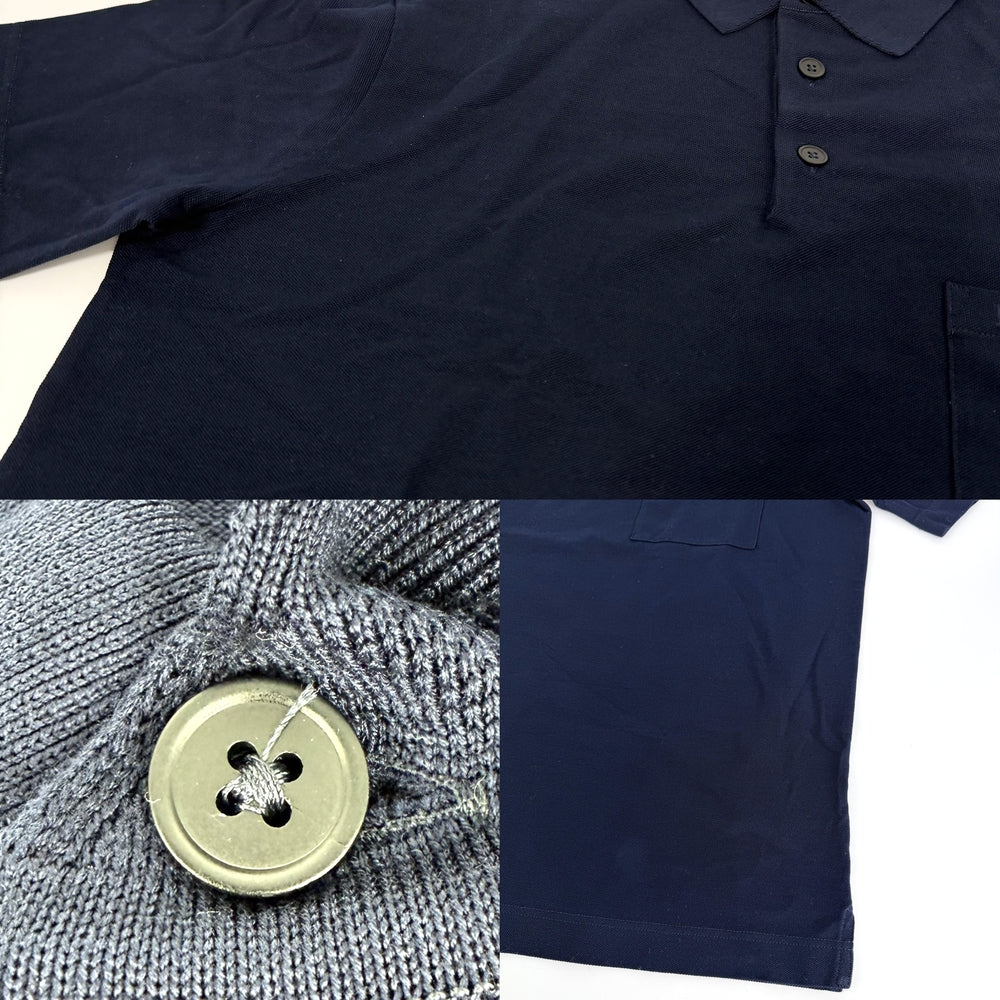 HERMES エルメス ポロシャツ H刺繍 アパレル トップス 服 L ネイビー 紺 春 夏 コットン メンズ【中古品】