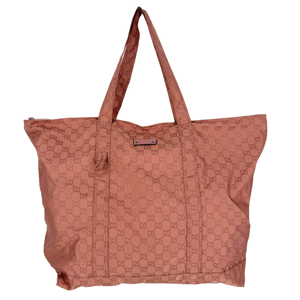 GUCCI グッチ トートバッグ エコバッグ GG柄 233094 ナイロン ピンク シルバー金具 レディース【中古品】