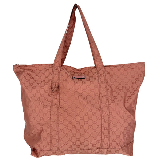GUCCI グッチ トートバッグ エコバッグ GG柄 233094 ナイロン ピンク シルバー金具 レディース【中古品】