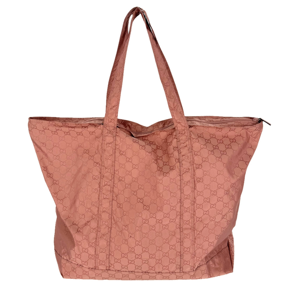 GUCCI グッチ トートバッグ エコバッグ GG柄 233094 ナイロン ピンク シルバー金具 レディース【中古品】