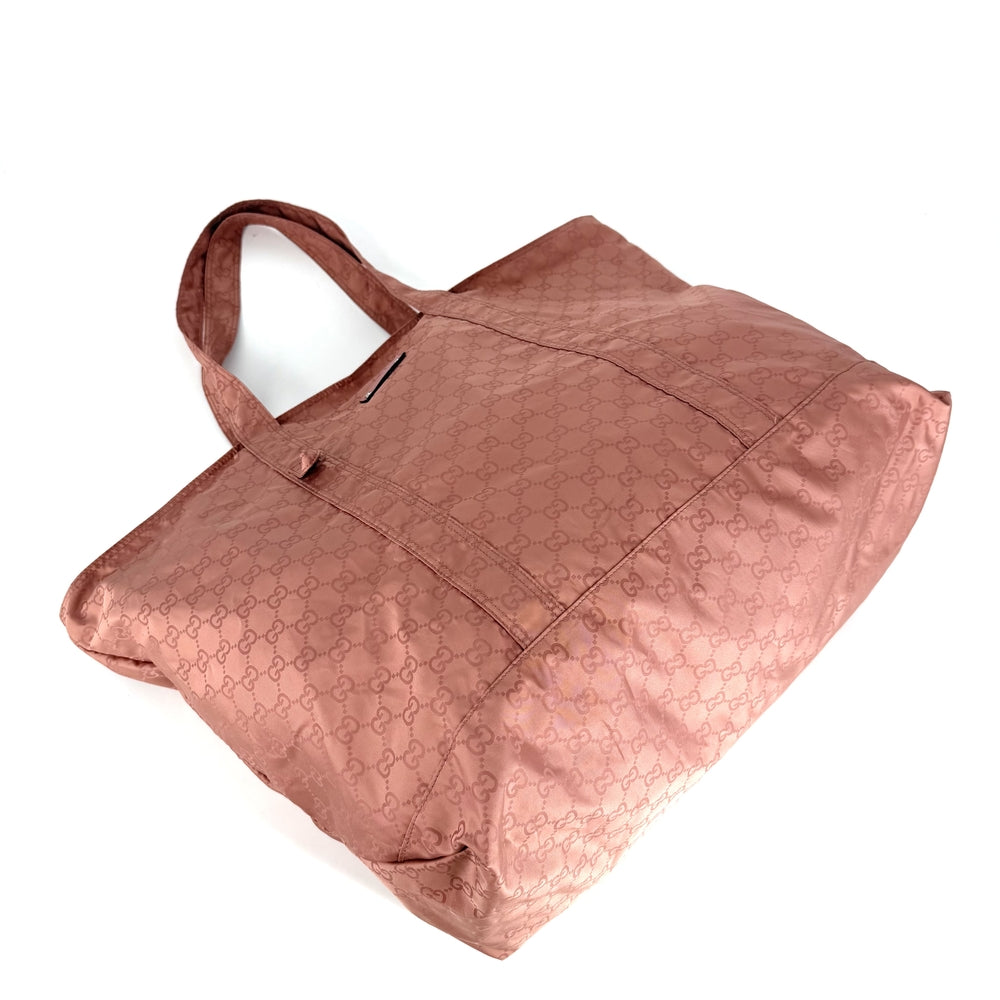 GUCCI グッチ トートバッグ エコバッグ GG柄 233094 ナイロン ピンク シルバー金具 レディース【中古品】