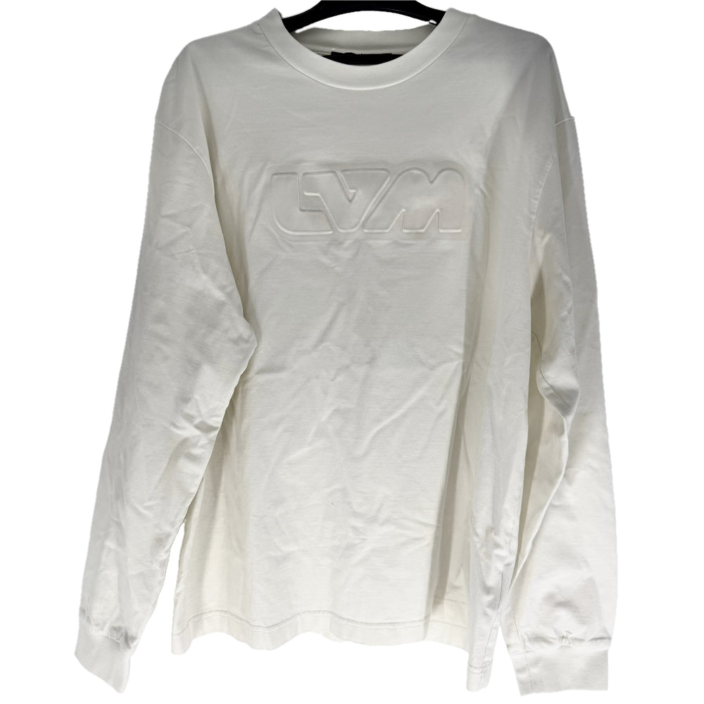 LOUIS VUITTON ルイヴィトン 長袖Ｔシャツ エンボスLVロングスリーブ トップス アパレル 服 L ホワイト 白 春 秋 コットン メンズ【中古品】