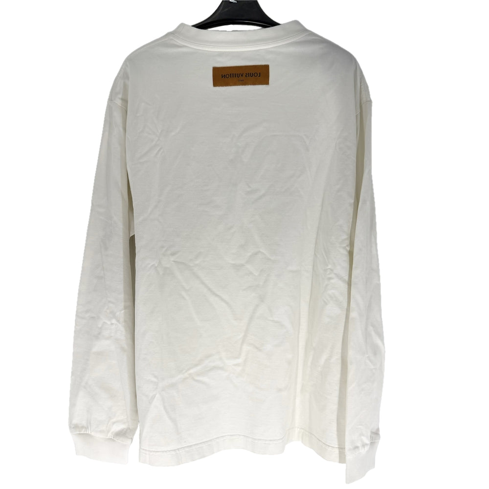 LOUIS VUITTON ルイヴィトン 長袖Ｔシャツ エンボスLVロングスリーブ トップス アパレル 服 L ホワイト 白 春 秋 コットン メンズ【中古品】