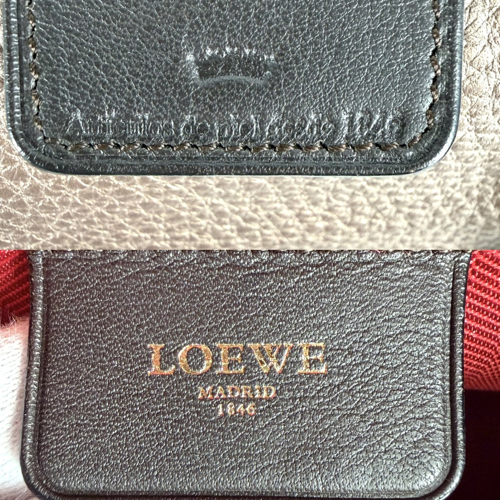LOEWE ロエベ 2WAY フスタ アナグラム トートバッグ ハンドバッグ ボストンバッグ メタリック ブロンズ レザー ブラウン 茶 ゴールド金具 レディース【中古品】