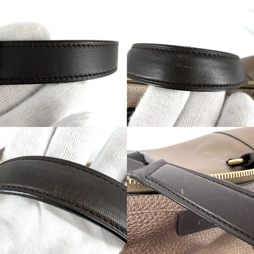 LOEWE ロエベ 2WAY フスタ アナグラム トートバッグ ハンドバッグ ボストンバッグ メタリック ブロンズ レザー ブラウン 茶 ゴールド金具 レディース【中古品】