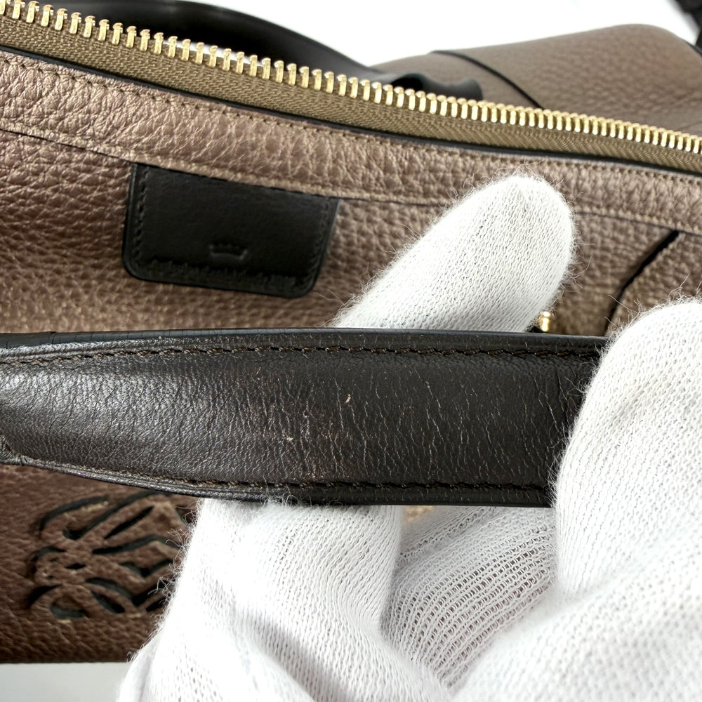LOEWE ロエベ 2WAY フスタ アナグラム トートバッグ ハンドバッグ ボストンバッグ メタリック ブロンズ レザー ブラウン 茶 ゴールド金具 レディース【中古品】