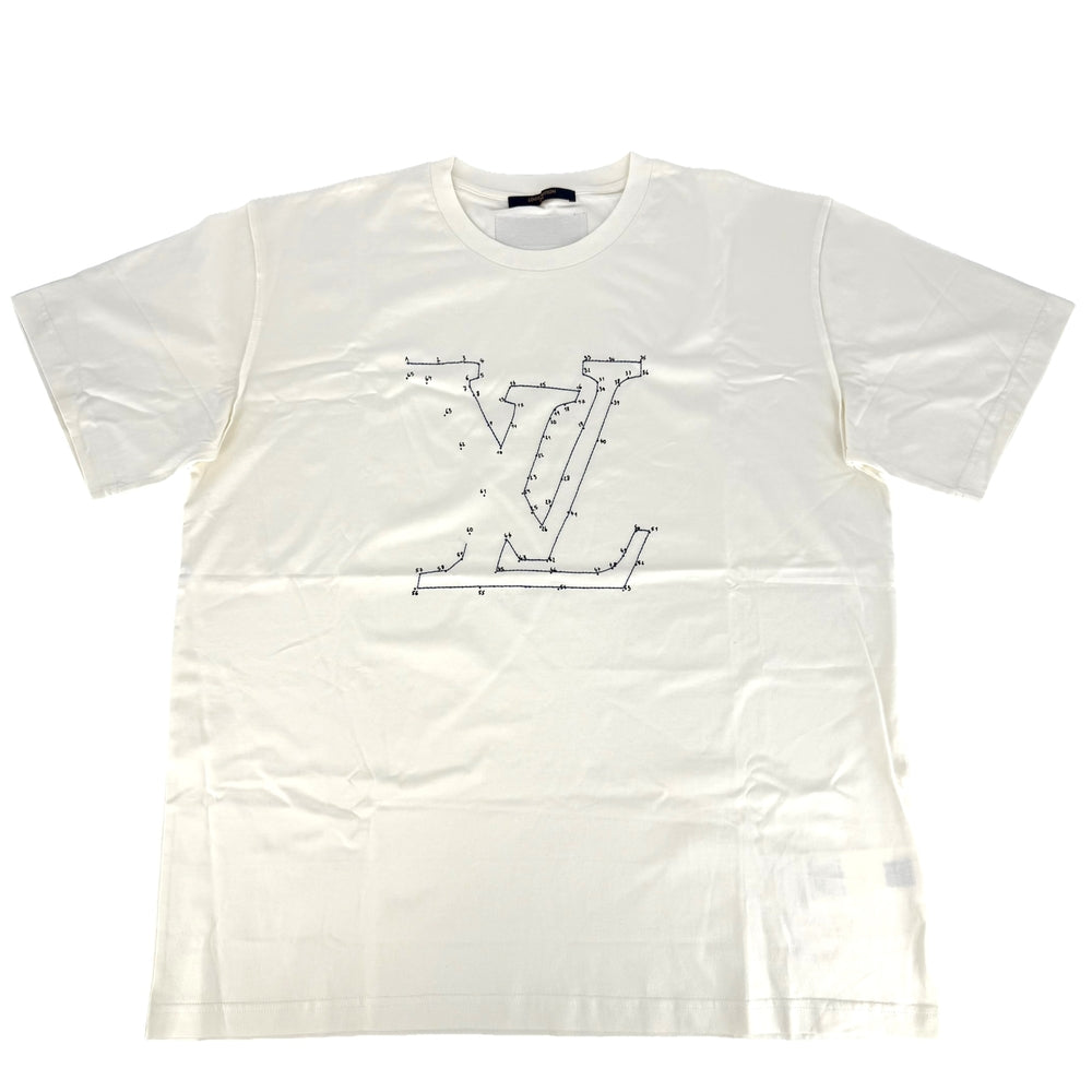 LOUIS VUITTON ルイヴィトン 半袖Ｔシャツ LVステッチ ヴァージルアブロー アパレル トップス 服 XL ホワイト 白 春 夏 コットン メンズ【中古品】