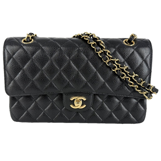 CHANEL シャネル ショルダーバッグ マトラッセ25 ダブルチェーン ダブルフラップ ココマーク ターンロック キャビアスキン ブラック 黒 ゴールド金具 レディース【中古品】