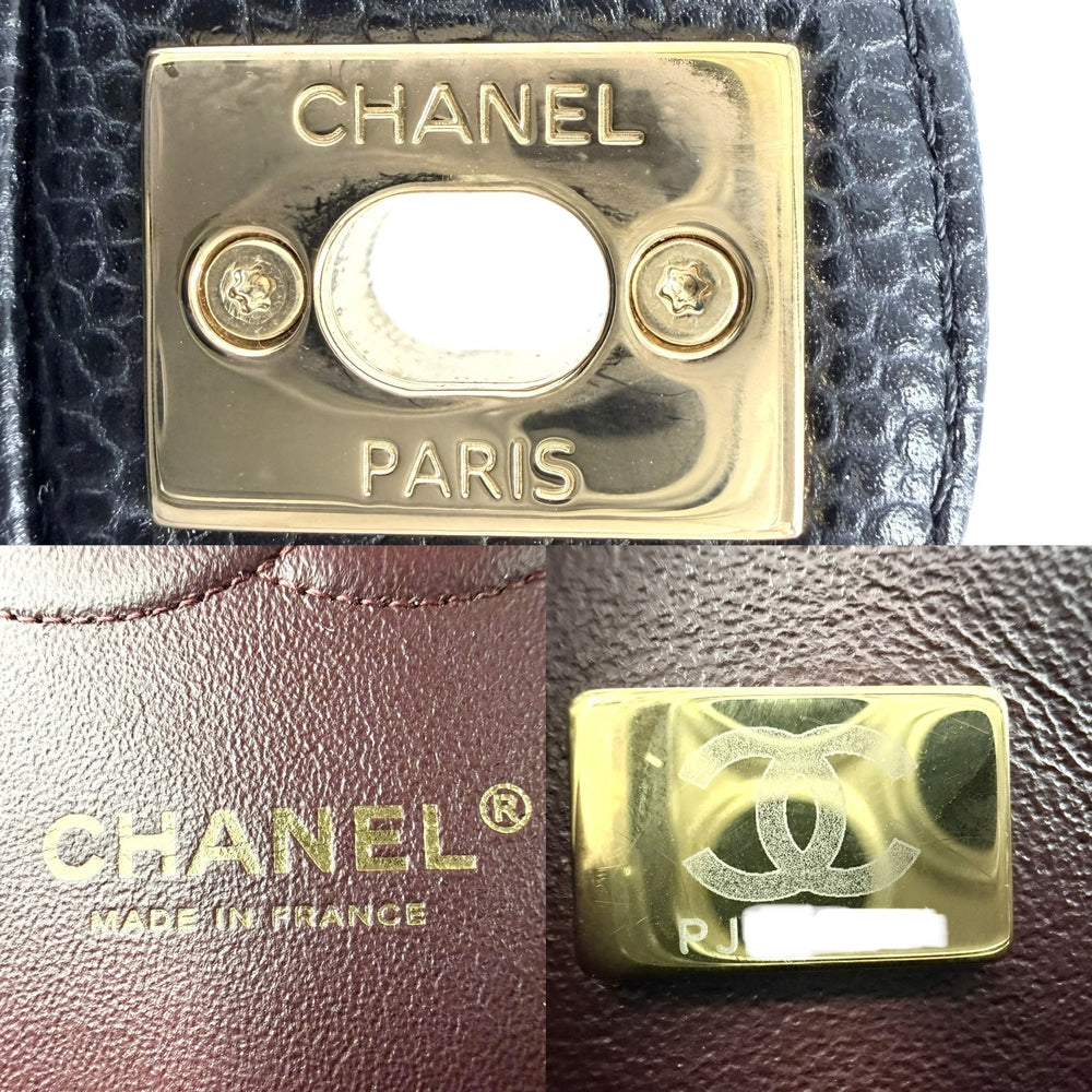 CHANEL シャネル ショルダーバッグ マトラッセ25 ダブルチェーン ダブルフラップ ココマーク ターンロック キャビアスキン ブラック 黒 ゴールド金具 レディース【中古品】