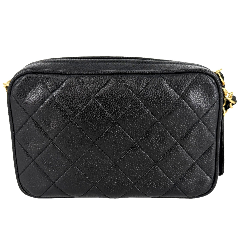 CHANEL シャネル ショルダーバッグ マトラッセ カメラバッグ ココマーク チェーンショルダー キャビアスキン ブラック 黒 ゴールド金具 レディース【中古品】