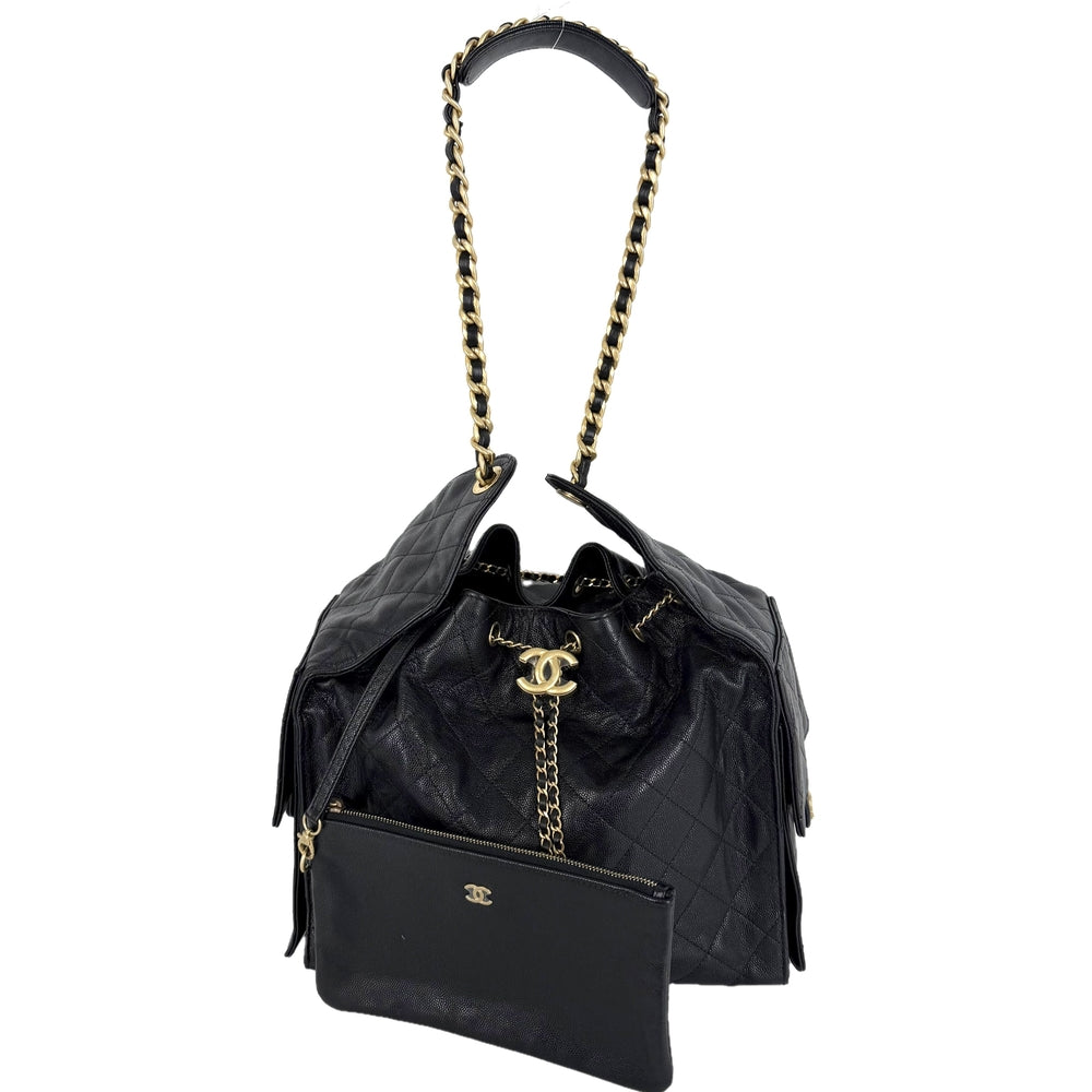 CHANEL シャネル ショルダーバッグ シャネル25 ミディアム ハンドバッグ ココマーク チェーンショルダー CHANEL25 キャビアスキン ブラック 黒 ゴールド金具 レディース【中古品】