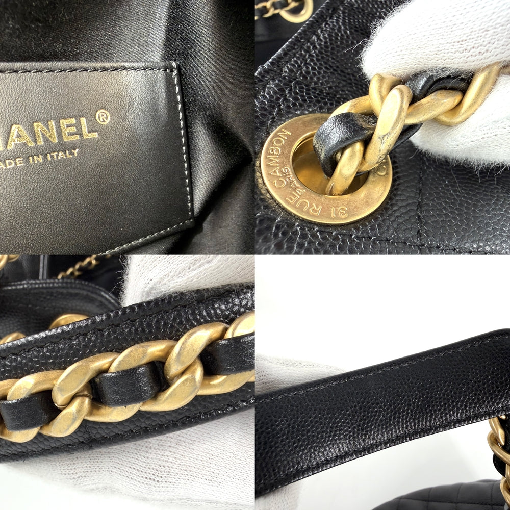 CHANEL シャネル ショルダーバッグ シャネル25 ミディアム ハンドバッグ ココマーク チェーンショルダー CHANEL25 キャビアスキン ブラック 黒 ゴールド金具 レディース【中古品】