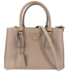 PRADA プラダ 2WAY ガレリア スモール ハンドバッグ ショルダーバッグ トライアングルロゴ 1BA896 レザー ピンクベージュ ゴールド金具 レディース【中古品】