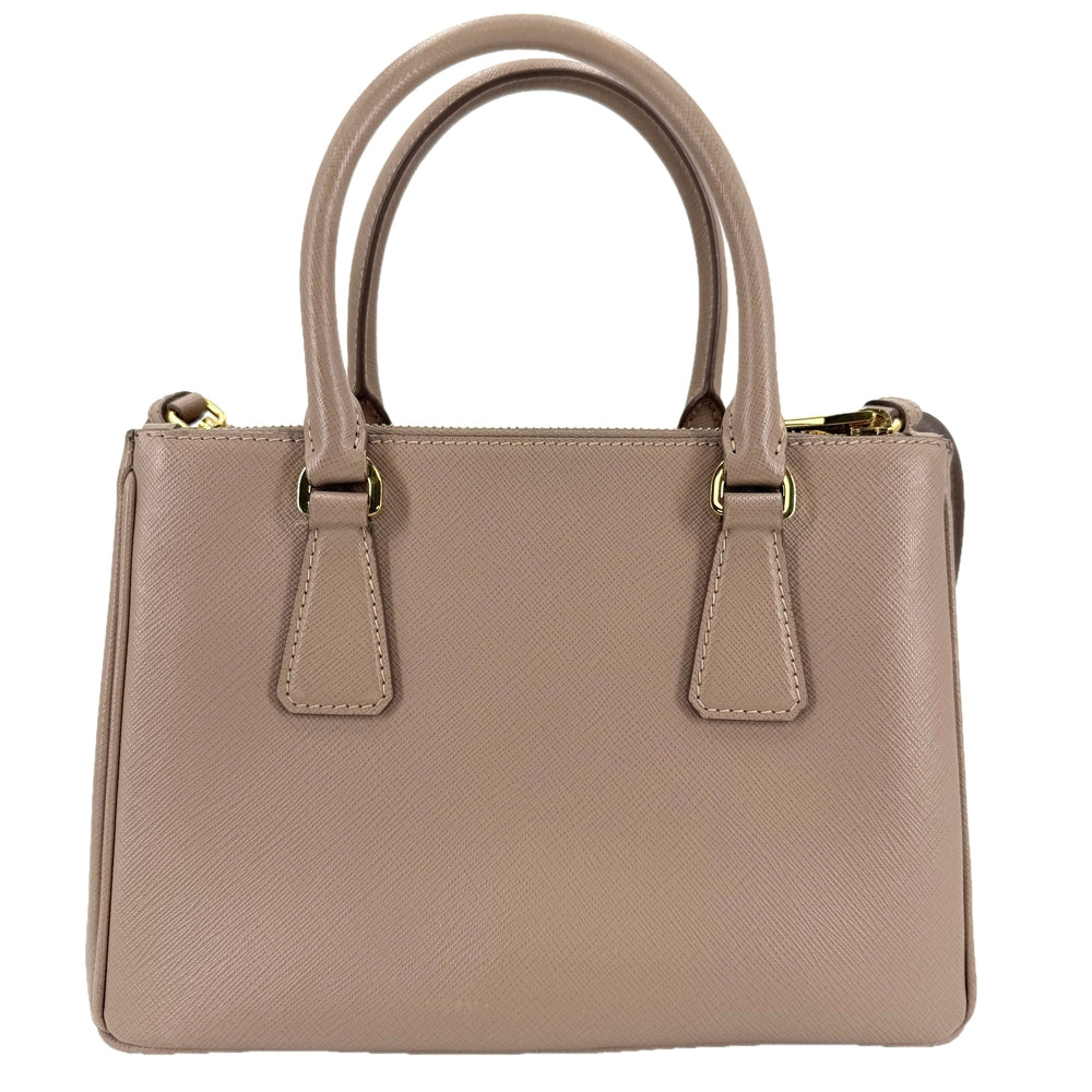 PRADA プラダ 2WAY ガレリア スモール ハンドバッグ ショルダーバッグ トライアングルロゴ 1BA896 レザー ピンクベージュ ゴールド金具 レディース【中古品】