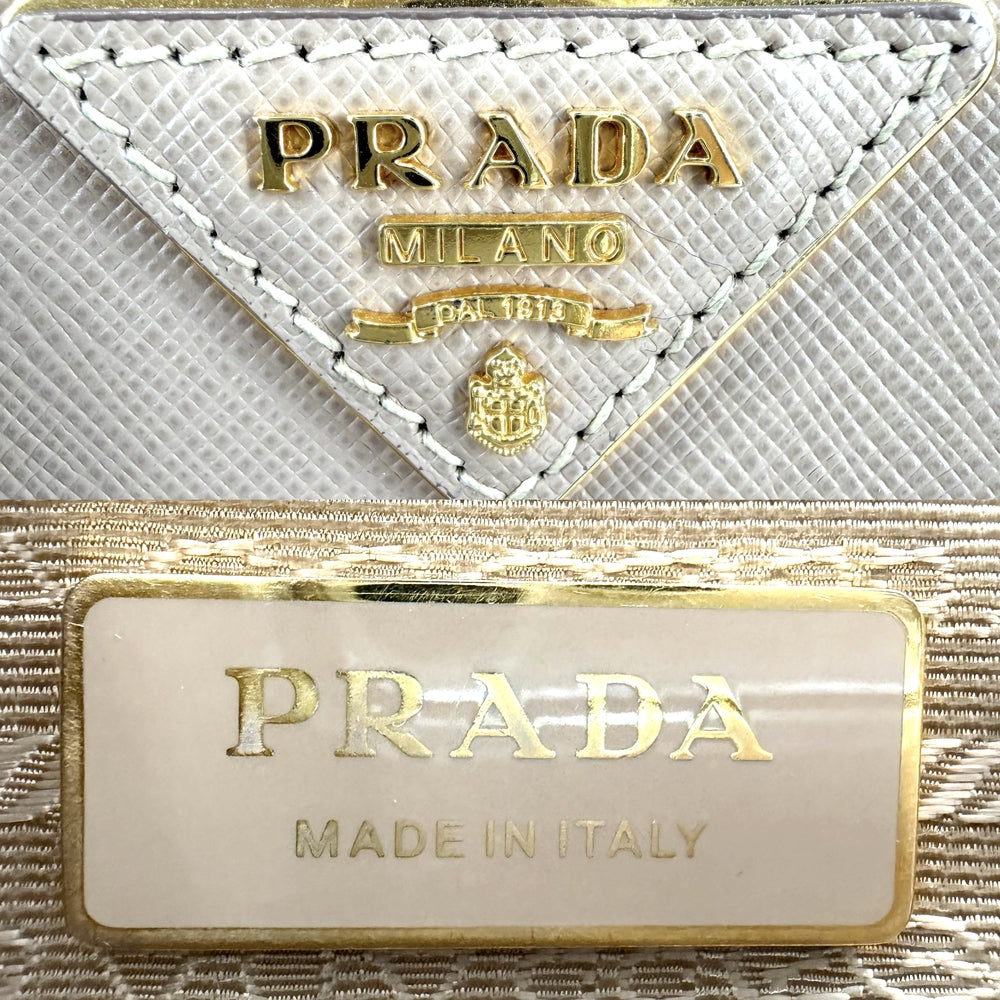 PRADA プラダ 2WAY ガレリア スモール ハンドバッグ ショルダーバッグ トライアングルロゴ 1BA896 レザー ピンクベージュ ゴールド金具 レディース【中古品】