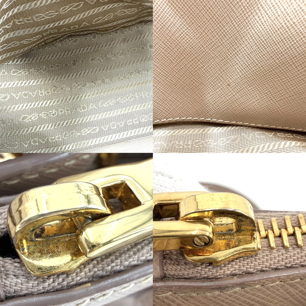 PRADA プラダ 2WAY ガレリア スモール ハンドバッグ ショルダーバッグ トライアングルロゴ 1BA896 レザー ピンクベージュ ゴールド金具 レディース【中古品】