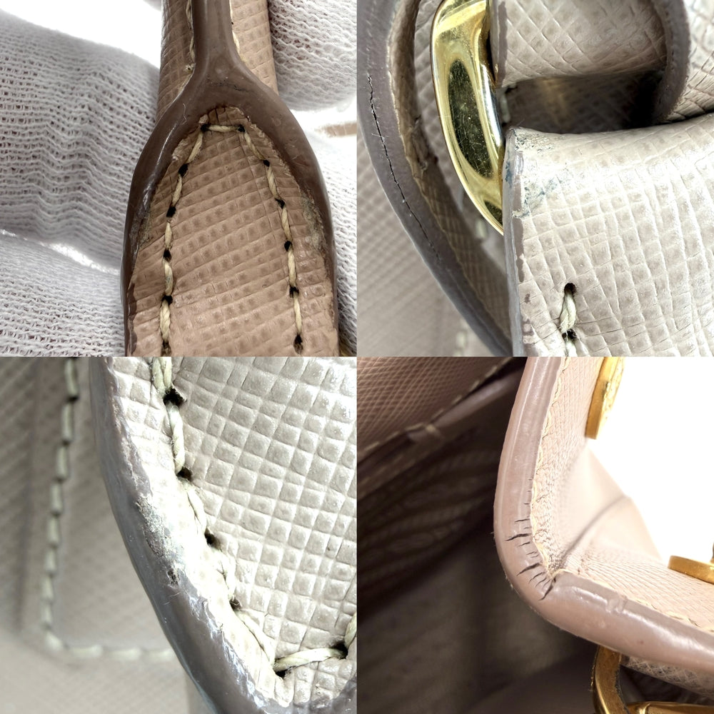 PRADA プラダ 2WAY ガレリア スモール ハンドバッグ ショルダーバッグ トライアングルロゴ 1BA896 レザー ピンクベージュ ゴールド金具 レディース【中古品】