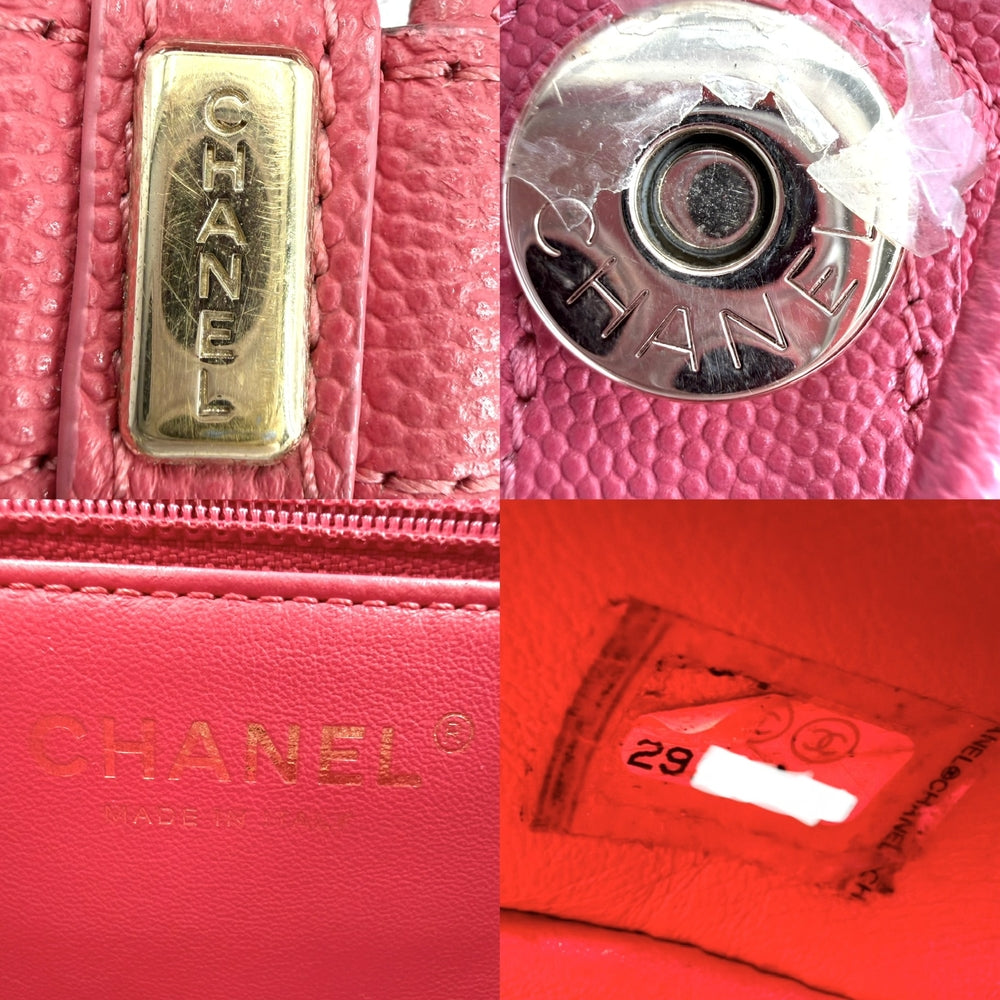 CHANEL シャネル リュック CCフィリグリー マトラッセ バックパック チェーンショルダー ココマーク キャビアスキン ピンク ゴールド金具 レディース【中古品】