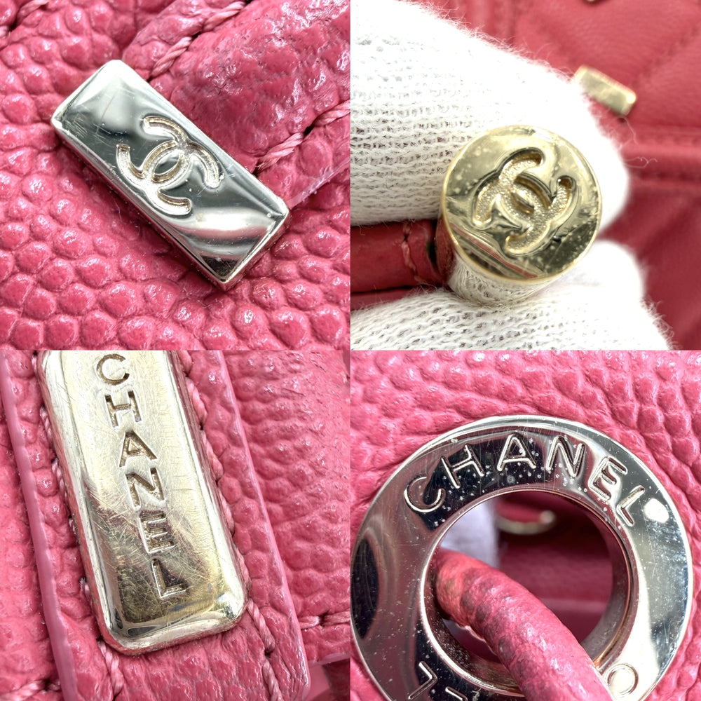 CHANEL シャネル リュック CCフィリグリー マトラッセ バックパック チェーンショルダー ココマーク キャビアスキン ピンク ゴールド金具 レディース【中古品】