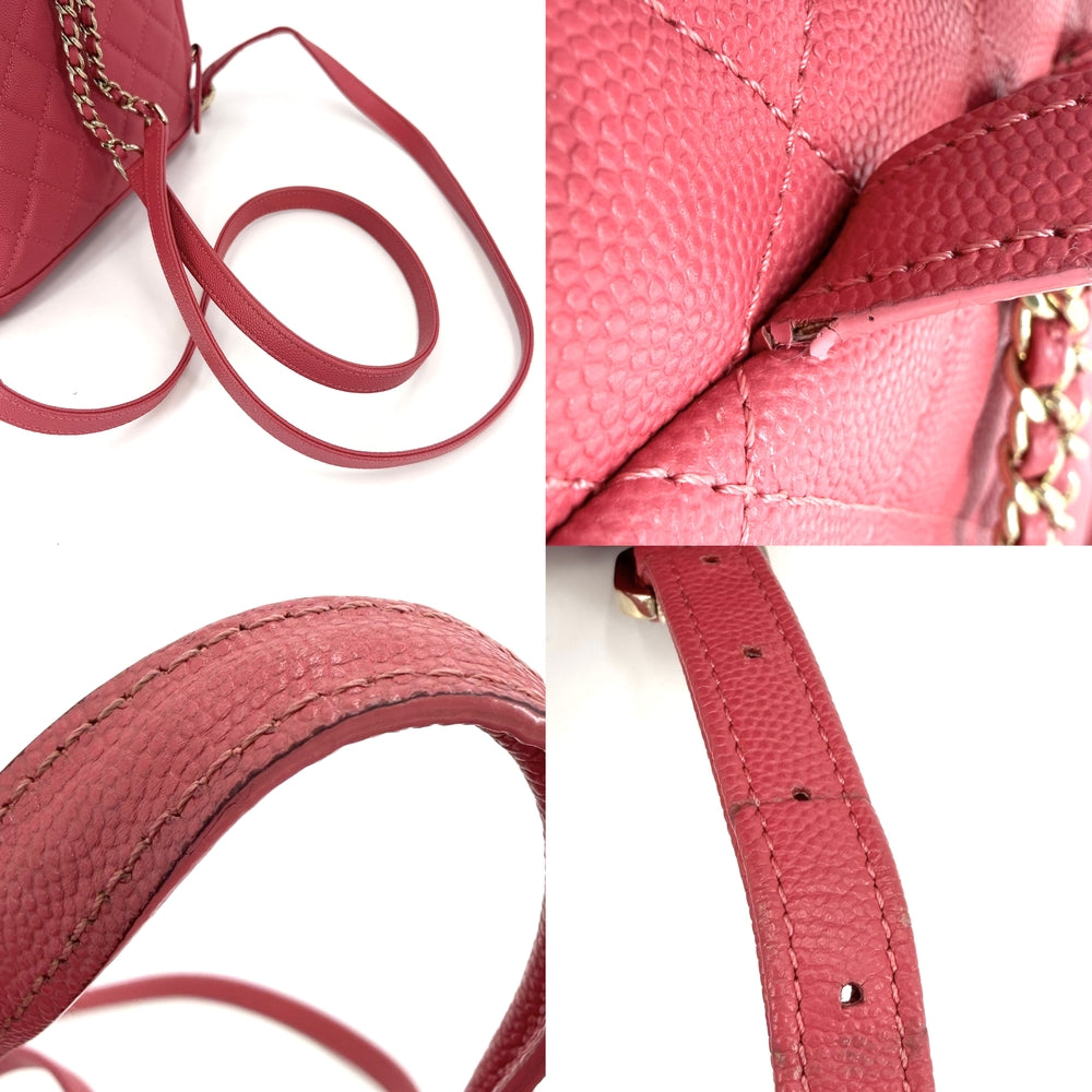 CHANEL シャネル リュック CCフィリグリー マトラッセ バックパック チェーンショルダー ココマーク キャビアスキン ピンク ゴールド金具 レディース【中古品】