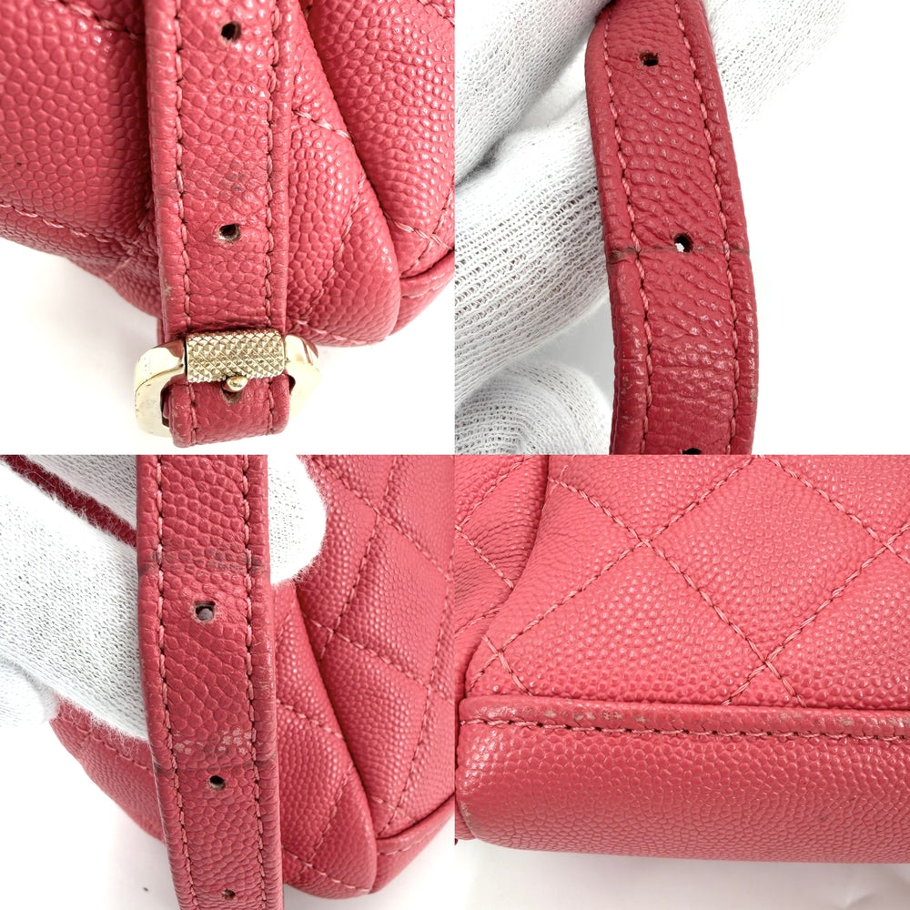 CHANEL シャネル リュック CCフィリグリー マトラッセ バックパック チェーンショルダー ココマーク キャビアスキン ピンク ゴールド金具 レディース【中古品】