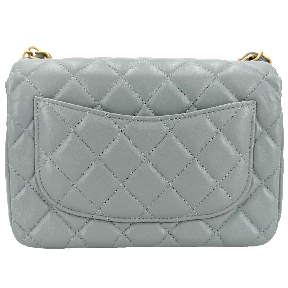 CHANEL シャネル ショルダーバッグ マトラッセ ココマーク ミニバッグ チャーム ラムスキン グリーン系 ゴールド金具 レディース【中古品】