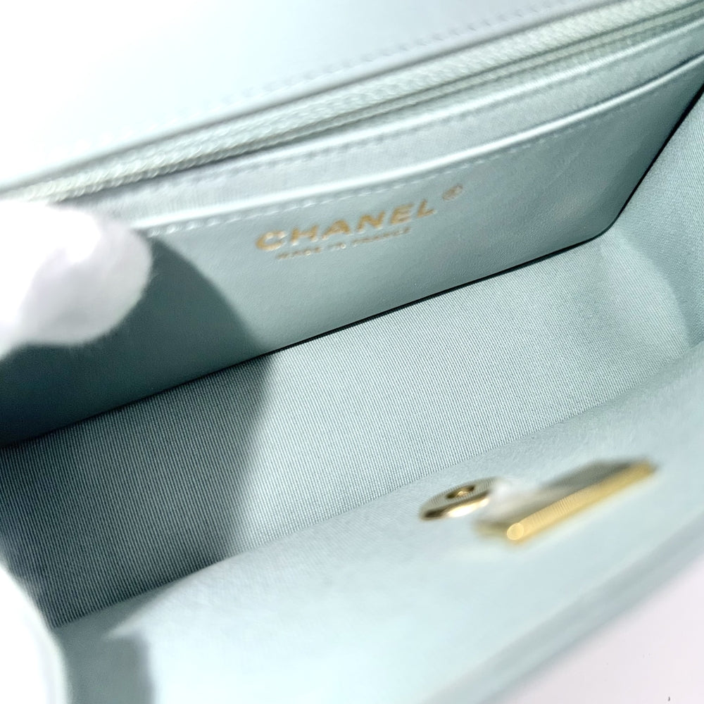 CHANEL シャネル ショルダーバッグ マトラッセ ココマーク ミニバッグ チャーム ラムスキン グリーン系 ゴールド金具 レディース【中古品】