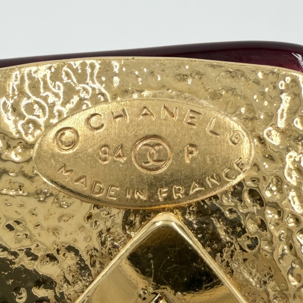 CHANEL シャネル ブローチ ココマーク グリポア アクセサリー GP カラーストーン 94P ゴールド レッド 赤 レディース 約62.9g 1994年【中古品】